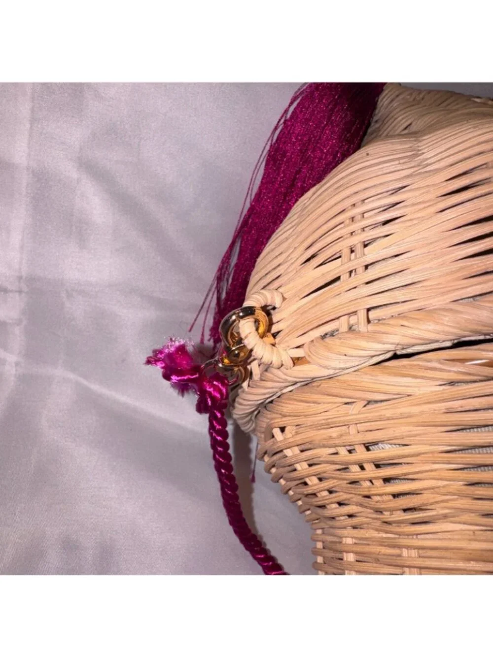 Conch Shell Bag Pink Tassel Vacation Straw bag Basket weave - Picture 6 of 6